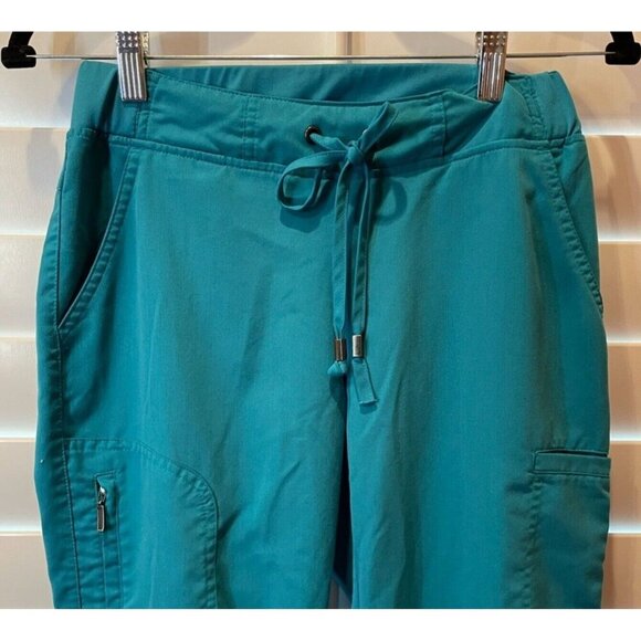 Greys Anatomy Barco Women's Drawstring‎ Scrub Pants XSP Teal Mia 6 Pocket Cargo - Picture 3 of 7